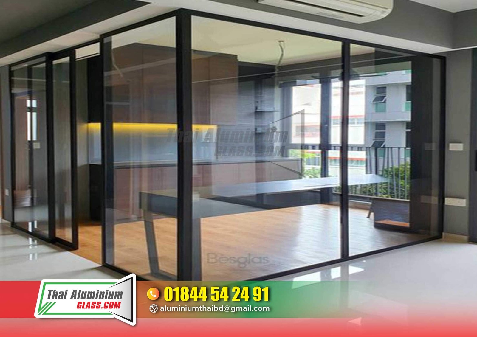 Glass Partition with Aluminium Frame